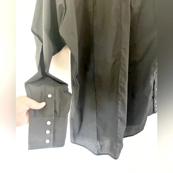 T-W Westerns Vintage Black Pearl Snap‎ Cowboy Western Button-Up Shirt Sz 15.5-34 - Picture 4 of 7